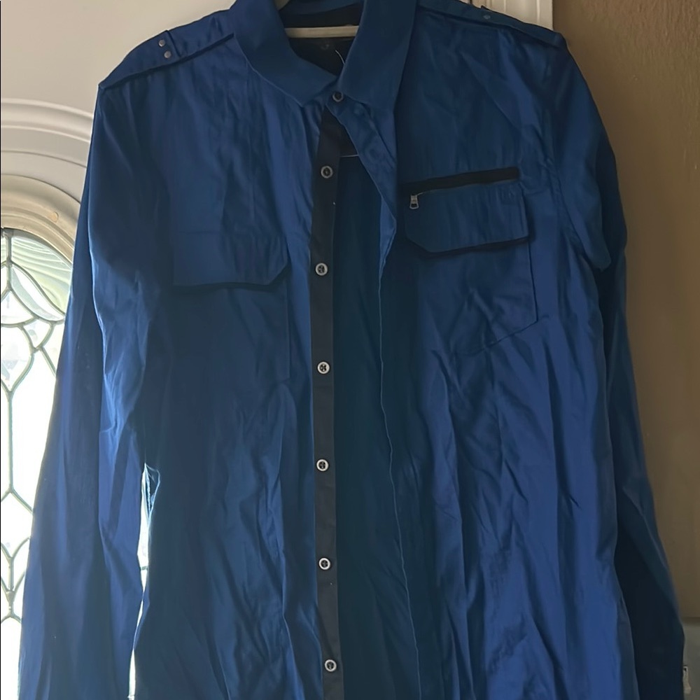 Guess Blue Casual Button Down Shirt